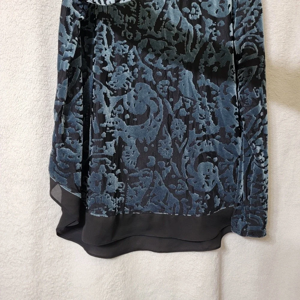 Simply Vera Vera Wang Velvet Burnout Top XLG‎ Fairy Grunge Whimsigoth Teal Black